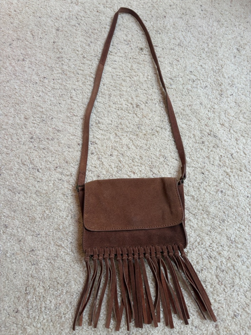 H&M Brown Suede Fringe Crossbody Bag